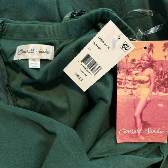 EMERALD SUNDAE Plus Size Draped Dark Green Midi Dress NWT - Picture 5 of 5